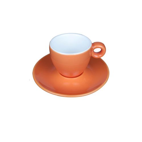 Bola Espressotasse und Untertasse mit orangefarbener Außenseite bedruckt mit Ihrem eigenen Logo